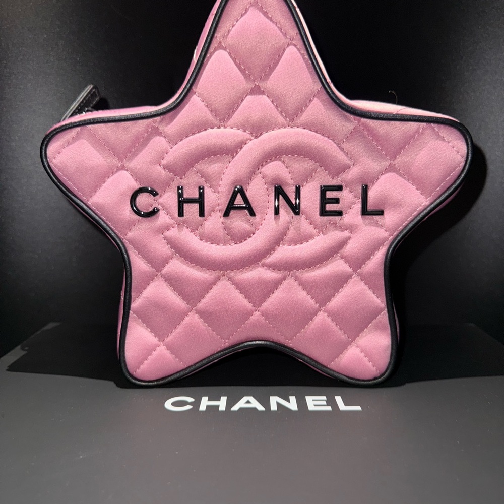 Brand New Chanel CC Walk of Fame Pink Quilted Satin Star Bag NIB